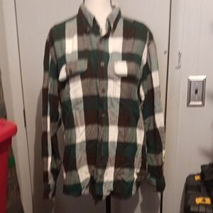 Faded Glory Green and Brown Plaid Shirt